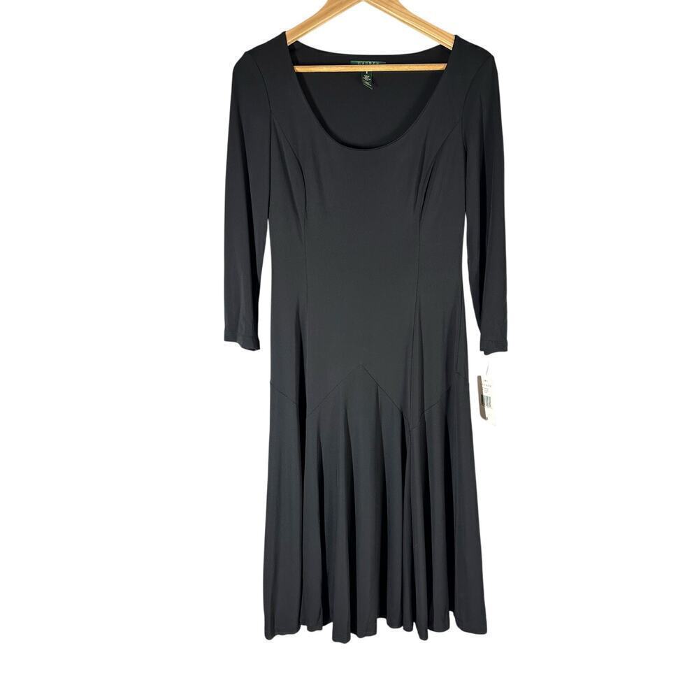 Lauren Ralph Lauren Fit & Flare A Line Capsule Minimalist Dress Size 6 Black